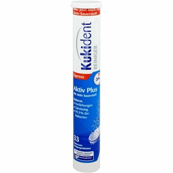 Kukident Aktiv Plus Zahnersatz Gebissreiniger Reinigungs-Tabs 33 Stück