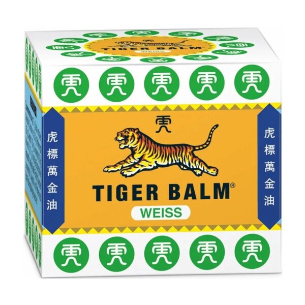 Tiger Balm Weiß 20 g Das Original extrastark Rückenschmerzen Massage Natürlicher Balsam bei Erkältungsbeschwerden