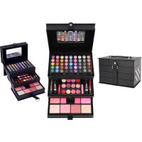 Schminkkoffer Beauty Case black 82 Teile Leder Koffer...