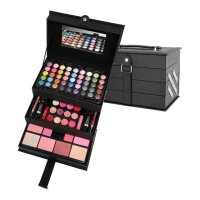 Schminkkoffer Beauty Case black 82 Teile Leder Koffer...