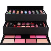 Schminkkoffer Beauty Case black 82 Teile Leder Koffer Zmile Kosmetik