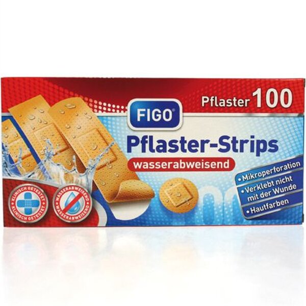 Figo Wundverband Wundpflaster Fingerverband Pflasterset Strips wasserfest 4 Größen sortiert 100 er Pack