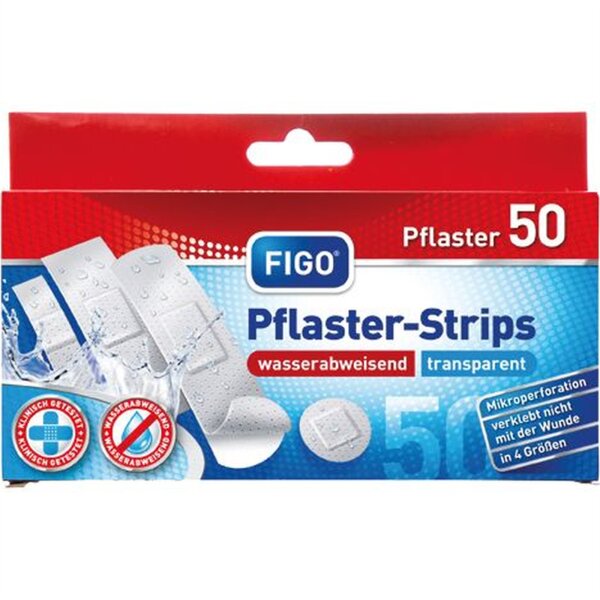 Figo Wundverband Strips Pflaster Finger Verband wasserfest transparent 50er Pack
