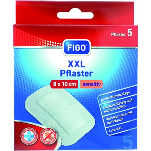 Figo Wundverband XXL Pflaster Verband 8 x 10 cm sensitiv 5 Stück