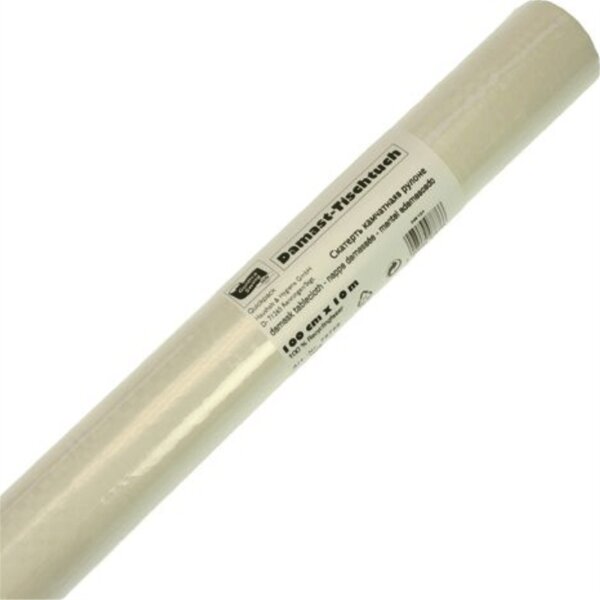 Papiertischdecke von Quickpack Tischdecke 10 m x 1 m weiss Damast