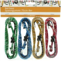 Spanngurte Spanngummi Gummispanner Gepäckgurt Gepäckspanner 75 cm mit Haken 4er Set Farben