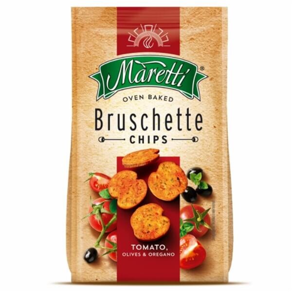 Maretti Bruschette Chips mit Tomate Olive und Oregano Geschmack 150 g
