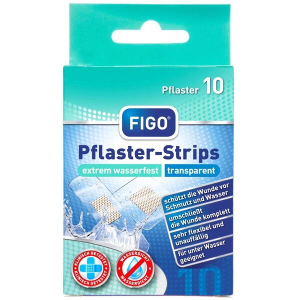 Figo Pflasterstrip 10 Stück Extrem Wasserfest Wundpflaster Fingerverband