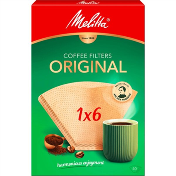 Melitta Original Kaffeefilter Filtertüten 1 x 6 Naturbraun 40 Stück