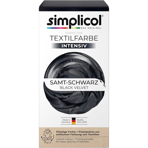 Simplicol Intensiv Textilfarbe färbt Rückstandsfrei Samt Schwarz 150 g